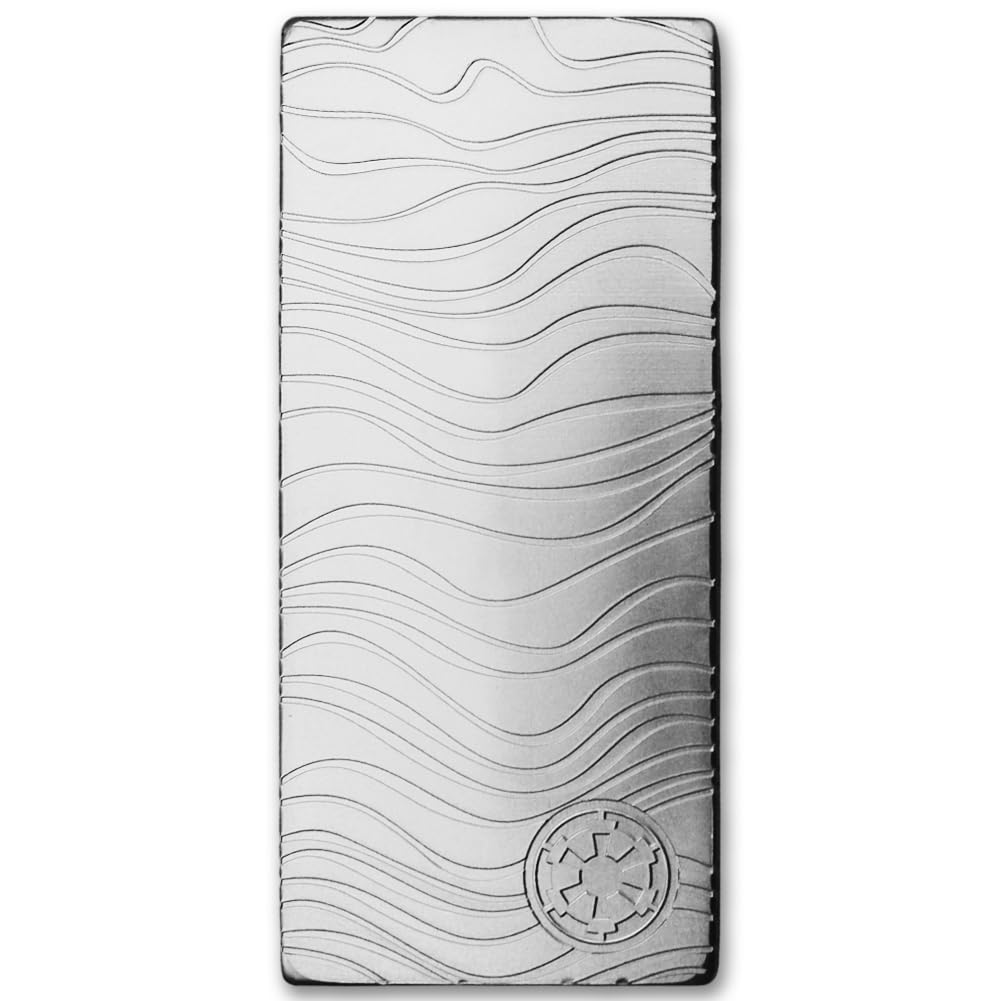 2021 - Present (Random Year) 1 oz Niue Silver Mandalorian Beskar Bar Coin by The New Zealand Mint Brilliant Uncirculated with Certificate of Authenticity $2 BU