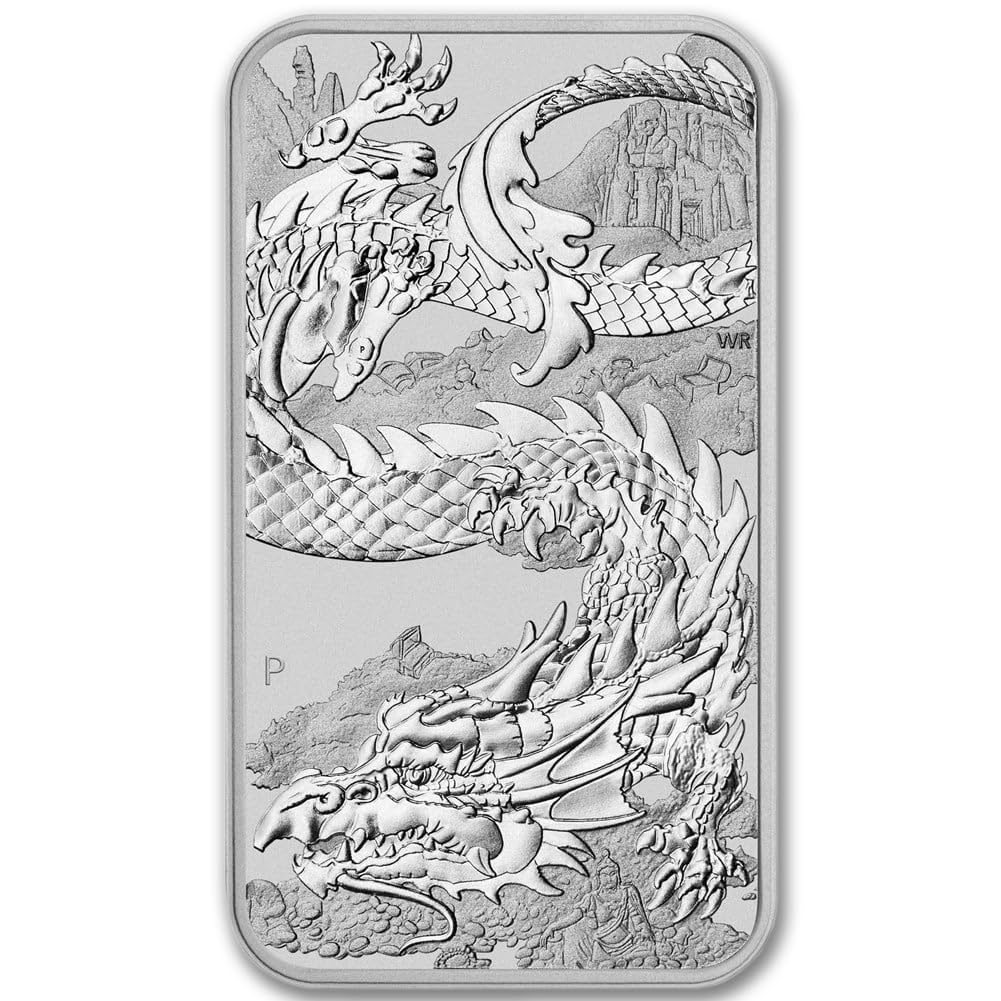 2023 P 1 oz Australian Silver Dragon Rectangular Bar Coins Brilliant Uncirculated with Certificate of Authenticity $1 Seller BU