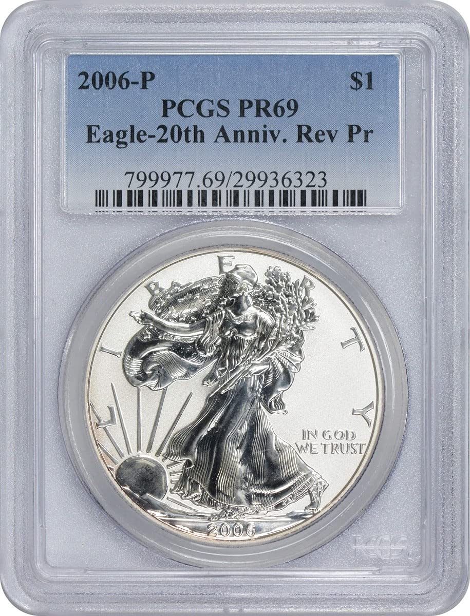 2006 P American Silver Eagle 20th Anniversary Dollar Reverse PR69 PCGS